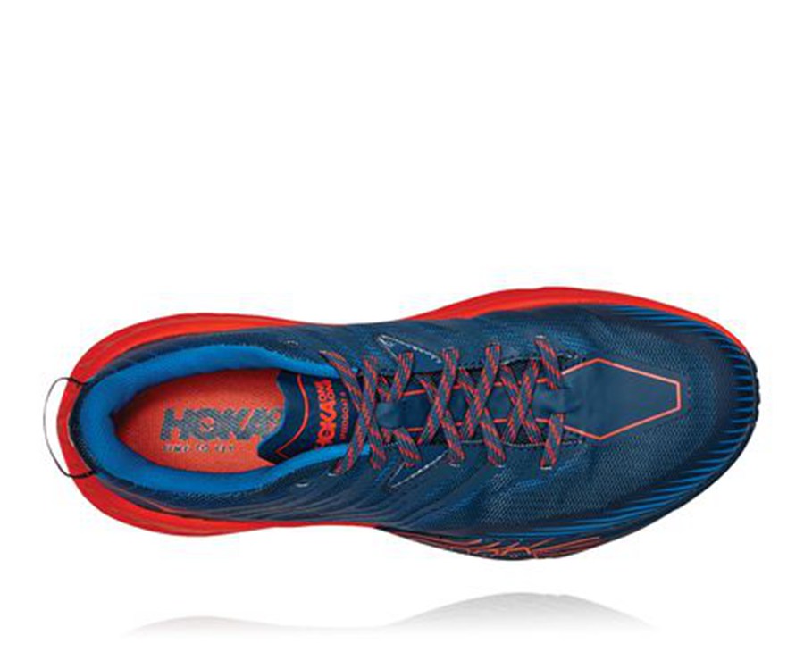 Trail Shoes Mens - Hoka One One Speedgoat 4 - Blue/Red - YZDRTHC-30